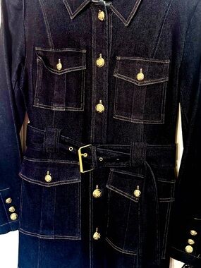 AVEC LES FILLES Dark Wash
Denim Belted Long-Sleeve
Belted Military Jacket Sz L